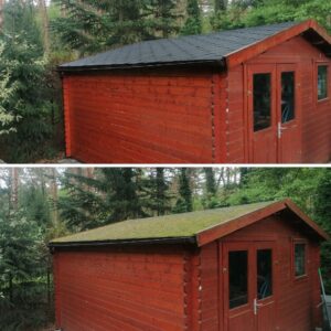 dach pokryty mchem efekt mycia