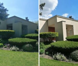 usuwanie glonów z elewacji metodą niskociśnieniową