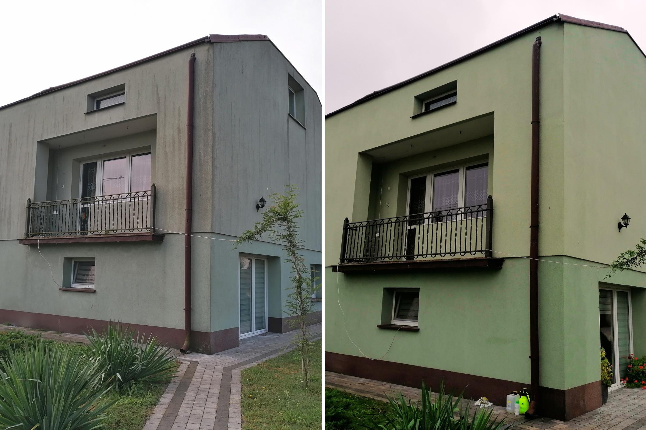 Usuwanie glonów z elewacji